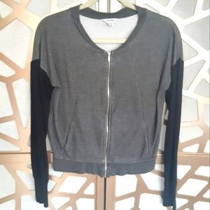 CALVIN KLEIN Grey Zip up Sweater with Black Drop sleeves